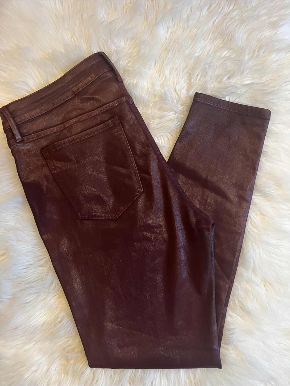 Sam Edelman Metallic Burgundy High-Rise Skinny Pants